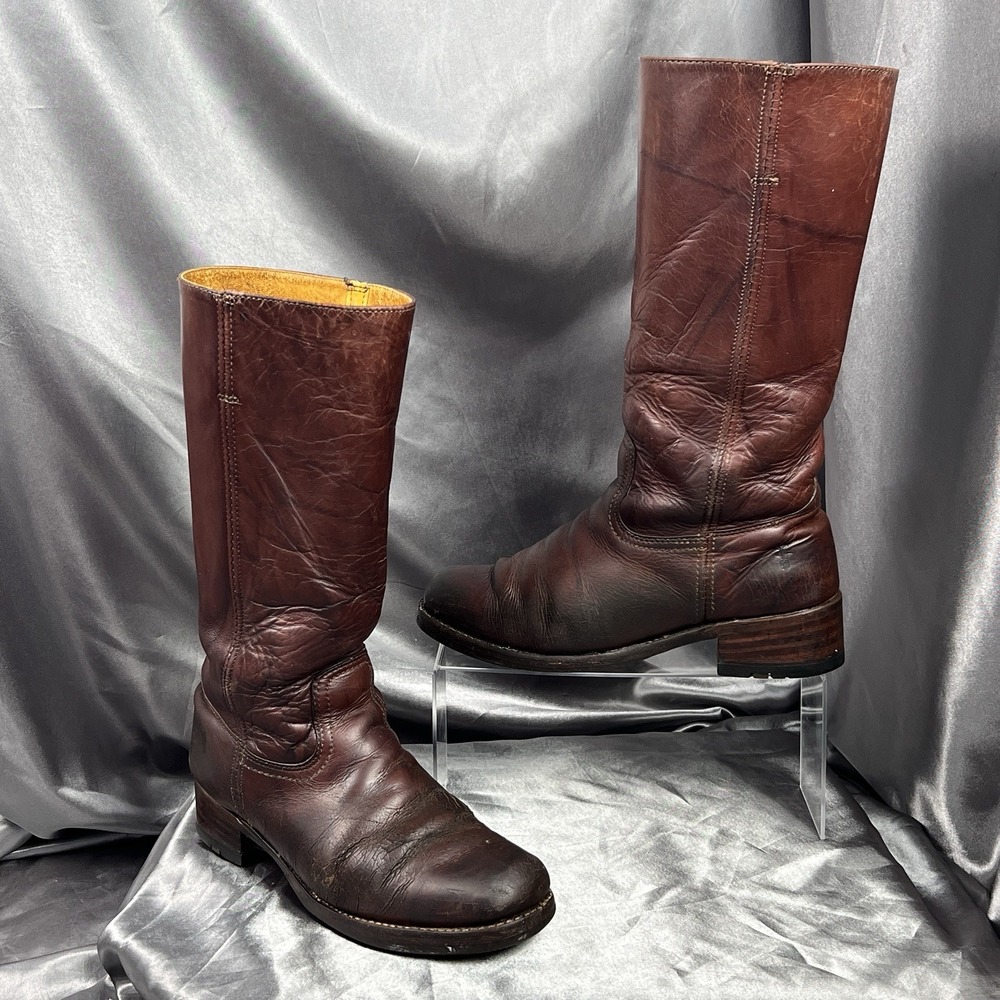 Frye 14L Campus Boots Men's 9.5 M Cognac Brown Red USA Pull On 87290 Vintage 80s